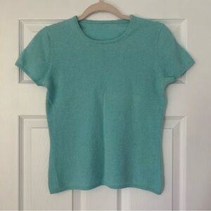 Teal 100% Cashmere Fitted Short Sleeve Tee
📦B